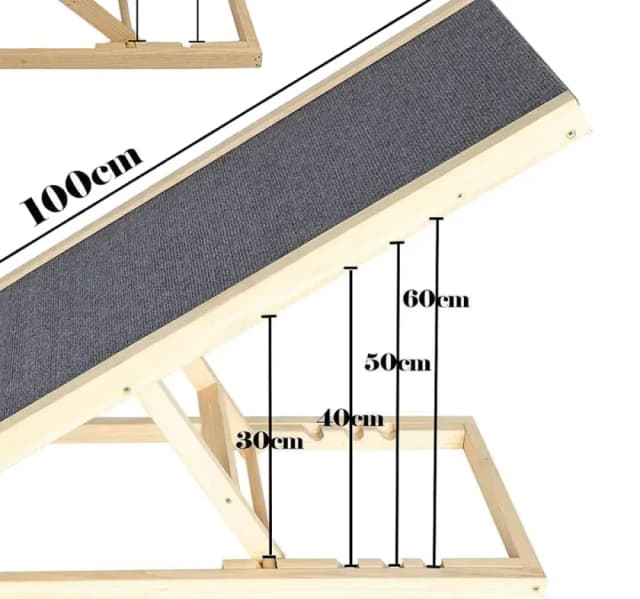 Maße und vier einstellbare Höhen der 100 cm langen Hunderampe